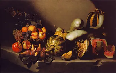 Still Life with Fruit on a Stone Ledge Caravaggio